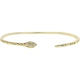 14K Yellow Gold Medusa Bracelet, Steling Silver Medusa Snake Charm Bracelets For Elegant Women, Cubic Zirconia Bracelet & Bangle Adjustable Pulseras Mujer, Animal Snake Bangles Cuff