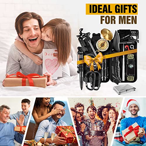 Gifts for Men Dad Husband Boyfriend Fathers Day, Survival Gear and Equipment 14 in 1 Camping Accessories Gear, EDC Survival Gear and Equipment for Hiking Fishing, Ideal Fathers Day Birthday Gifts