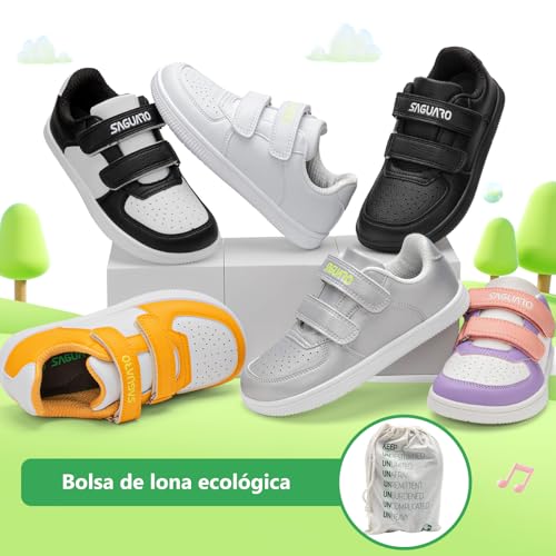 SAGUARO Zapatillas Barefoot Niños Niñas Zapatos Minimalistas Casual con Puntera Ancha Zero-Drop Cierre Autoadherente, Tallas EU 25-35