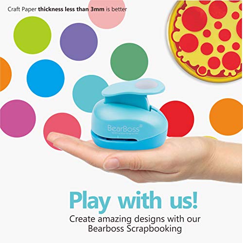 BearBoss Circle Hole Punch, Paper Punch Shapes, 1” Craft Paper Puncher for Cardstock