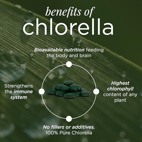 RECOVERYbits - Organic Chlorella Tablets - Plant-Based Algae Superfood - Chlorophyll - Cracked Cell Wall - Energy - Immune System - Detox - Keto - Vegan - Non-GMO - Large Bag - 1000 Tablets