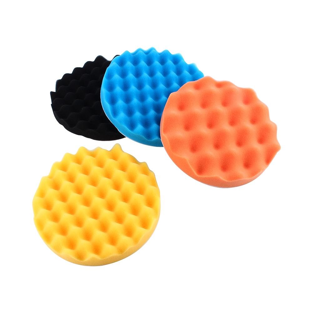 4 pcs Sponge Buff Polishing Pads, Keenso 7'' Car Foam Waxing Buffing Waxing Buff Polisher Pad Set Auto Body Repair