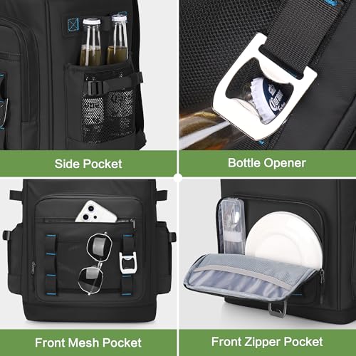 YOUNGOA Mochila Nevera Isotermica a Prueba de Fugas, Expandible Impermeable Mochila Termica Grande Thremal Bolsa Picnic para Hombre y Mujer