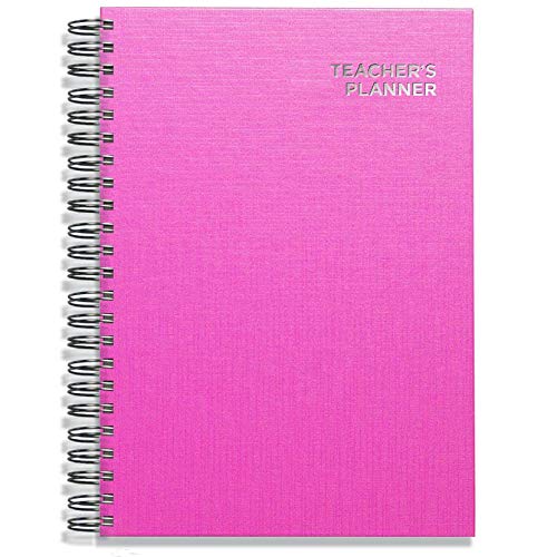 Teacher Planner 2026-2027 A4 size by Pirongs | 6 Lesson Planner for Teachers | Page a day | Undated, Hardback, Wiro-bound Teachers Planner - Pink
