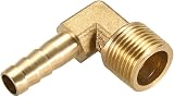 sourcing map Brass 90 Degree Hose Fitting 8mm Barb to 3/8 PT Male Pipe Adapter view 3