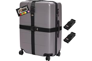Gorilla Grip Heavy Duty Adjustable Luggage Straps for Suitcases, Easy to Identify Travel Belt Connector Holds Suitcase Together, Extends Life of Bag, Strap Connects Two Bags, Accessories 2 Pack Black