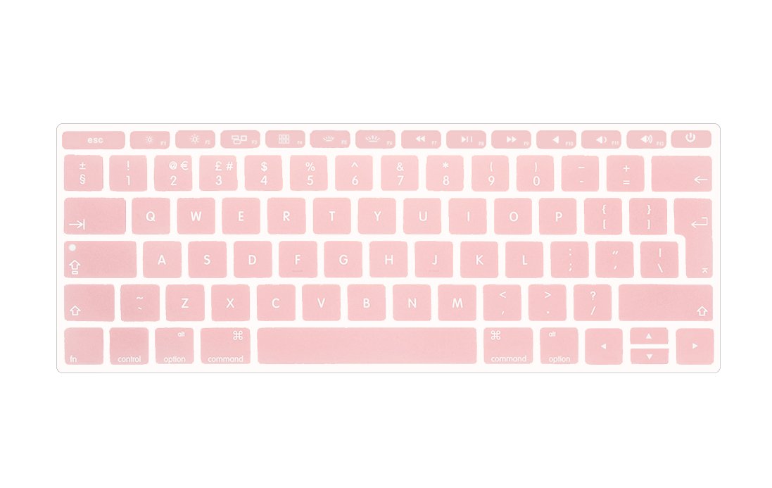 Se7enline Compatible with New macbook 12 inch keyboard Cover Protector (Europe Layout UK Version) Silicone Skin for Apple Macbook Retina 12" Inch 2015-2019 Model A1534/1931, Rose quartz (Baby Pink)