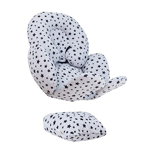 JYOKO KIDS Universal Baby Seat Reducer for Car Seat, Carrycot and Pushchair | Soft Cushion Made of Breathable Organic Cotton | Compatible with Group 0 | Made in Barcelona (Black Star, 3 pieces)