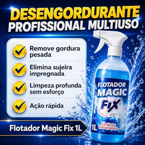 Flotador Multiuso Spray, Limpeza Instantânea Pesada, Limpador de Sofá, Removedor de Gordura e Mofo Magic Fix 1L