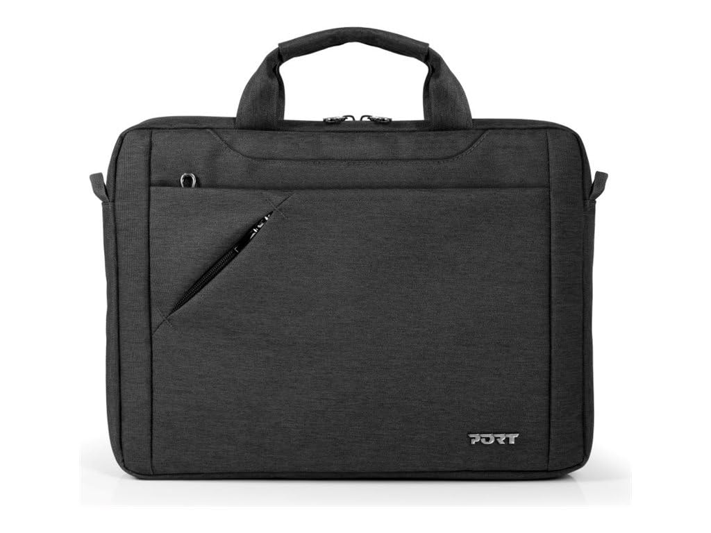 Port Designs Sydney Top Loading Shoulder Bag Case for 13.3/14-Inch Laptops with Smartphone Tech Accessories Pocket and Adjustable Shoulder Strap, Black