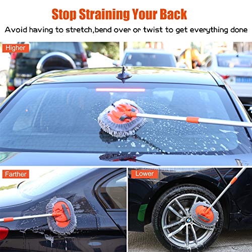 2in1 Car Wash Mop with Long Handle, Chenille Microfiber Scratch Free