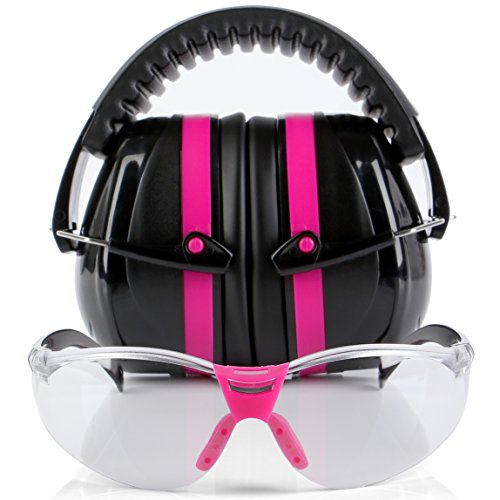 TRADESMART Pink Ear Muffs & Clear/Tinted Gun Safety Glasses UV400 Anti Fog eBay