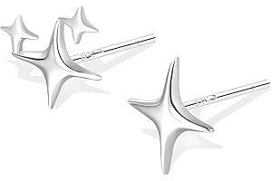 QLKILYR Cute Star Earring, Hypoallergenic Tiny Silver Stud Earrings for Women Girl, 925 Sterling Silver Post Studs Earrings