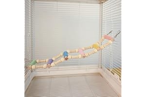 Nopikku 6-Step Hanging Bird Ladder Rope Toy for Small to Medium Parrots — Colorful Cotton Rope & Wooden Rungs Bird Cage Climbing Perch