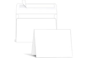 Ohuhu 100 Pack White Blank Cards and Envelopes, 4.25 x 5.5 Heavyweight Folded Cardstock and A2 Envelopes for DIY Greeting Car