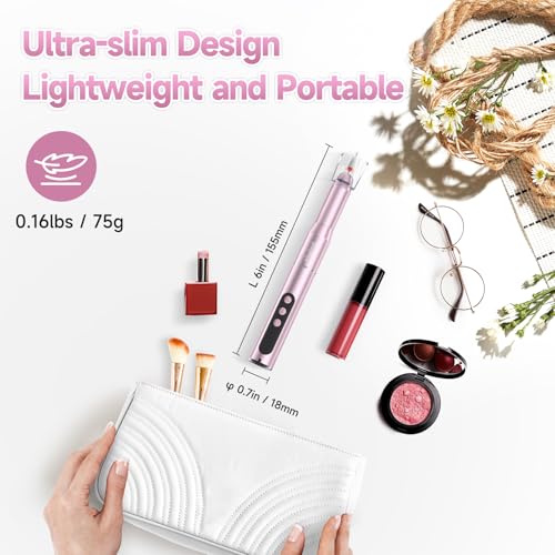 SnnyNyx Cordless Electric Nail Drill 35000 RPM, Professional Nail File Kit with LCD Display, 12 Bits & 36 Sanding Bands, Rechargeable Manicure Pedicure Kit for Acrylic Gel Nails, Salon & Home Use(Rose Gold)