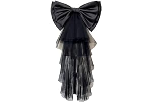 SAQULOPR Detachable Satin Bow for Wedding Dress Bowknot with Irregular Tulle Tail