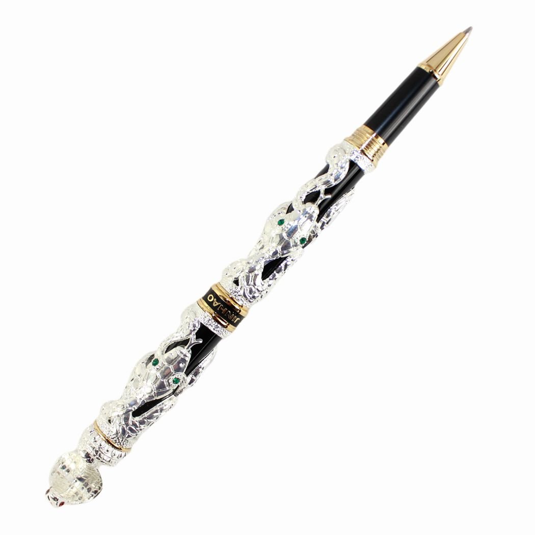 Gullor Rollerball Pen Black and White Snake 3D Pattern