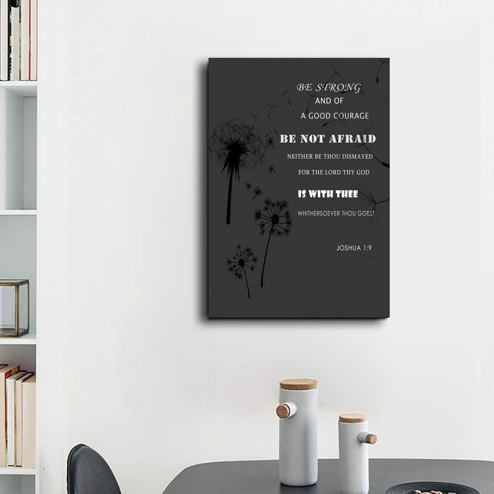 Bible Verse Canvas Print Wall Art Be Strong and Good Courage Canvas Wall Painting Framed Home Office Posters Artwork Decoration