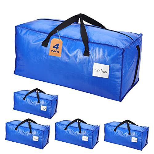 4Pack Extra Large Blue Moving Bags, Heavy Duty Moving Storage Bags
