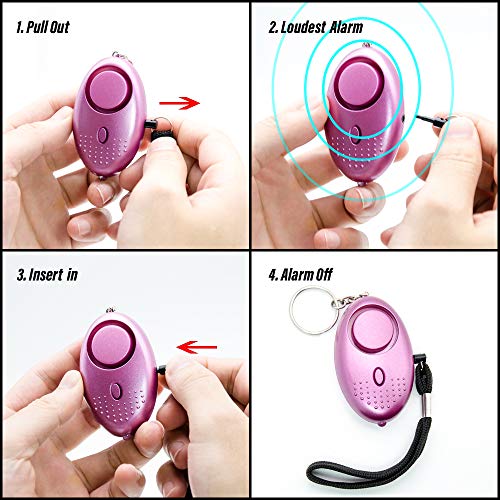 Sonkir Personal Alarm, 5 Pack 130dB Safesound Personal Alarm Keychain, Emergency Self Defense Electronic Device with LED Light for Women Kids and Elderly