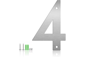 MONLYEY 4 Inch Stainless Steel Floating Door Numbers and Metal Letters, Modern Silver Metal House and Mailbox Numbers, Sleek House Address Sign for Home, Apartment, and Garden Decor (Number 4)