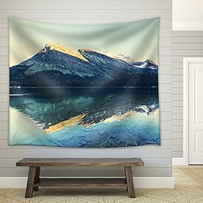 Bowman Lake in Glacier National Park, Montana, USA - Fabric Wall Tapestry Home Decor - 51x60 inches