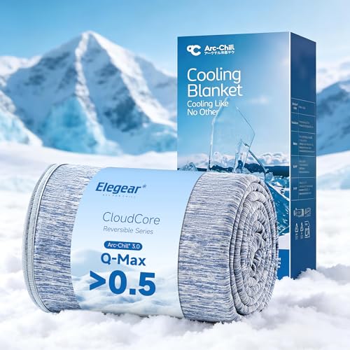 Elegear Summer Cooling Blanket 150×200cm, Japanese Cooling Fiber Q-MAX>0.5 ARC-Chill 3.0, Soft And Skin-Friendly, Sleep Better with Summer Blanket for Sofa, Bed, Blue
