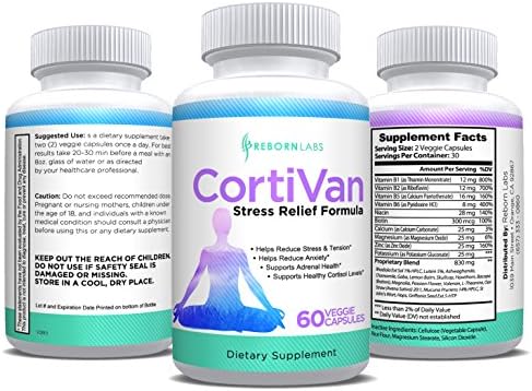Anxiety Supplement with Natural Stress Relief | Helps Keep Calm & Positive | Premium Herbal Formula with Ashwagandha & Rhodiola - for Cortisol Health & Adrenal Support - 60 Capsules