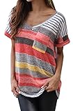 SmallDragon Women's V-neck Summer Casual Short Sleeve Top Tee Blouse T-shirt