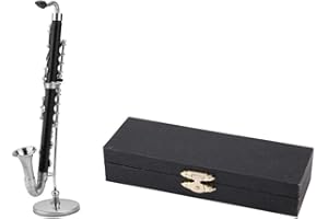 HEEPDD Miniature Bass Clarinet, Miniature Bass Clarinet with Stand and Case Mini Musical Instruments Ornaments Decor Display