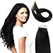 Tape In Human Hair Extensions 16 Inch 20pcs 40g/pack Slilky Straight Seamless Skin Weft Remy Hair 1b# Off Black Color