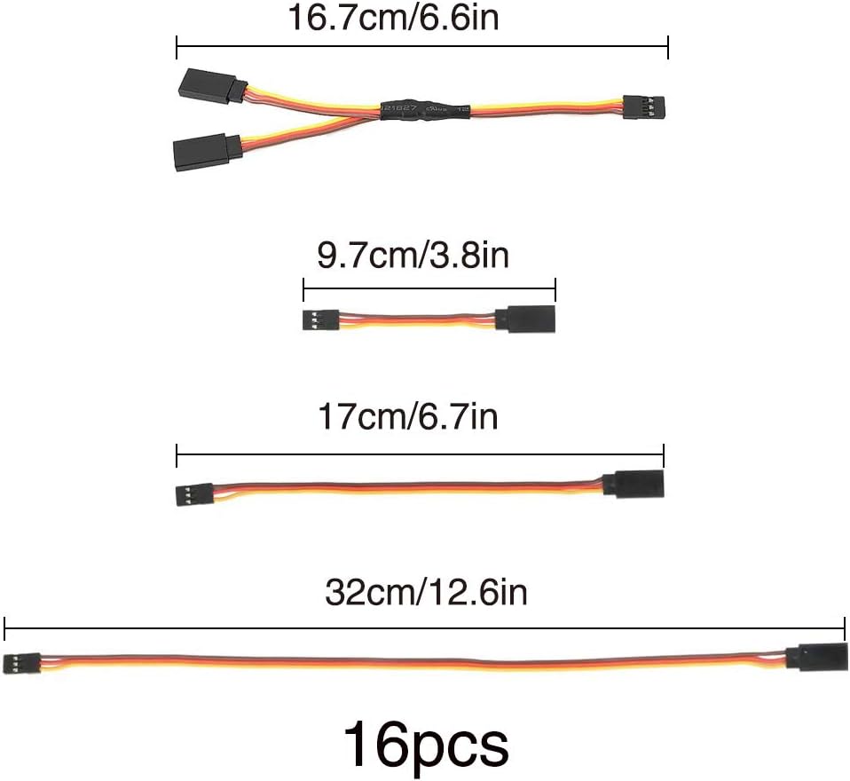 YIXISI 16 PCS JR Style Servo Extension, Servo Cables, 3-Pin Extension Cable 22AWG 60 Cores Wire - Image 3