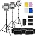 (60% Moving Clearance) 3X 216 Barndoor Continuous LED Video Lighting kit Dimmable Panel Camera, for Canon, Nikon, Sony, Li-Ion Battery and Charger,Color Filters,Premium Carry Bag, JSAG159