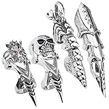JOVIVI Men's Jewelry Double Loop Activity Ring Armor Shape Punk Style Ring,4pcs