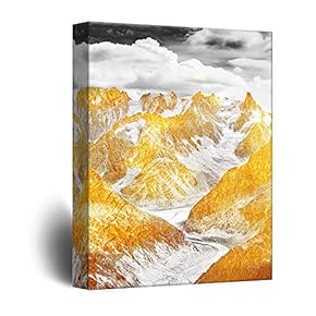 Canvas Wall Art - Abstract Golden Mountain Range Landscape - Giclee Print Gallery Wrap Modern Home Art Ready to Hang - 12x18 inches