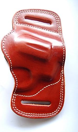 Cal38T856 Handcrafted Leather Belt Slide Holster for Taurus 856 38 Special Tan Black