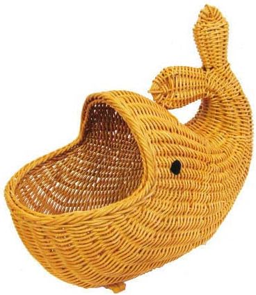 Amazon くじら ラタン バスケット 収納ボックス 幅40cm 高さ30cm オレンジ 収納雑貨 かご バスケット オンライン通販