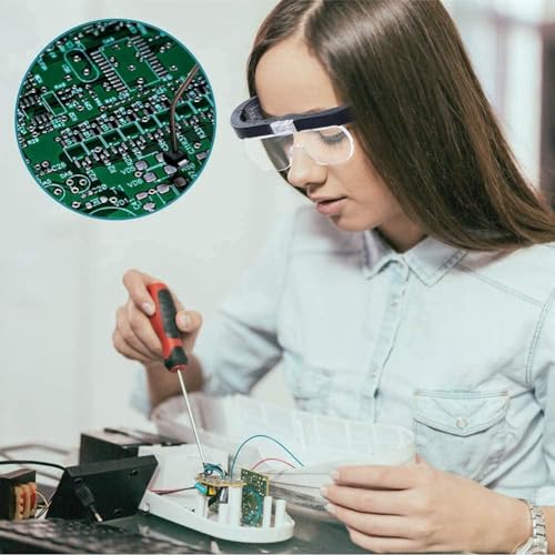 Magnifying Lens with LED Light for Hobbist Reading, Usb Rechargeable Eyeglasses Head-Mounted Magnification 5 x 3.5 x 2.5 x 1.5 x Professional for Elderly Visually Impaired Hands Free