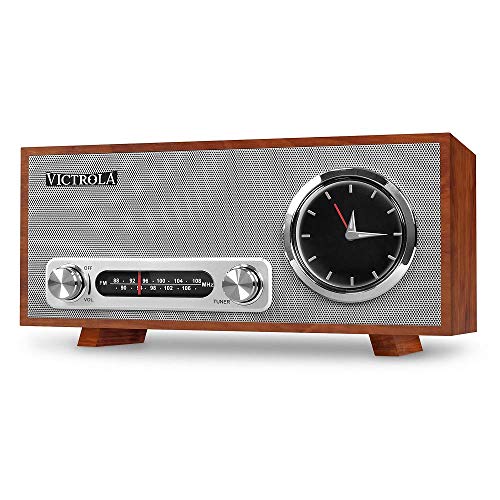 Victrola Broadway Bluetooth Clock Radio with Analogue Display - Mahogany