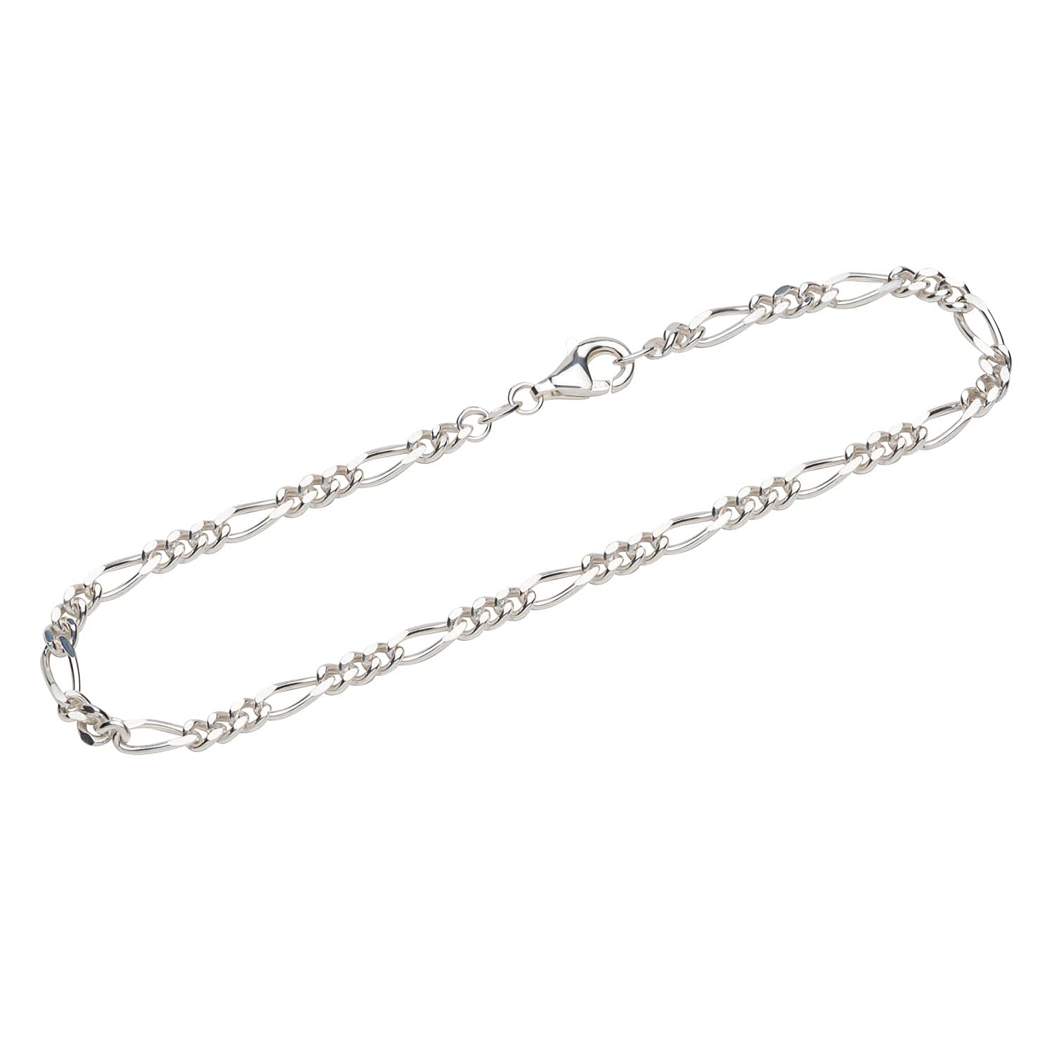NKlaus bracelet 925 Sterling Silver 19cm Figaro curb chain diamond ladies bracelet 12645