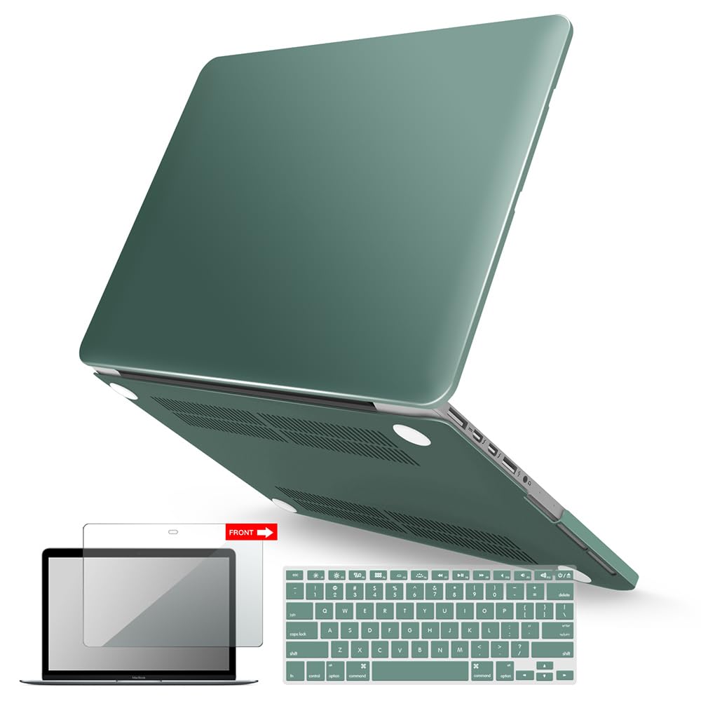 Photo 1 of IBENZER Compatible with MacBook Pro 15 Inch Case 2015 2014 2013 2012 A1398, Hard Shell Case & Keyboard Cover & Screen Protector for Old Version Apple Mac Retina 15, Midnight Green, R15MTGN+2