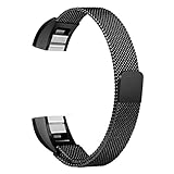 bayite Stainless Steel Bands Compatible Fitbit Alta and Alta HR, Milanese Loop Mesh Women Men(Black Small)