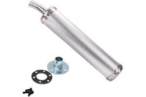 BADASS SHARKS 60 * 280mm Universal Metal Racing Escape Moto Silencer Stroke Motorcycle Exhaust Pipe Muffler Motorcross For 125cc 20mm 50cc Modif (Metallic silver)