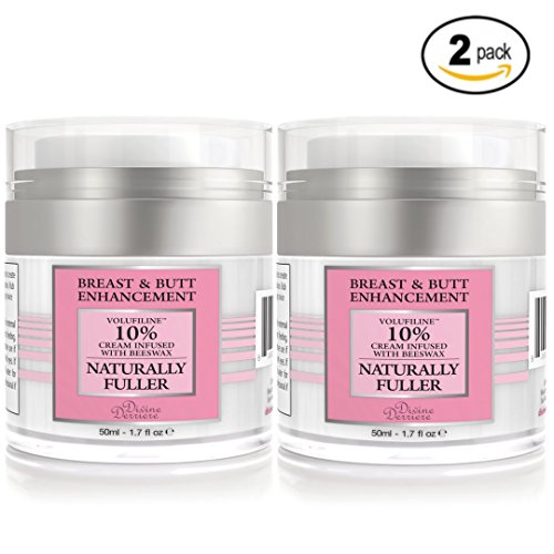 DIVINE DERRIERE Breast Enhancement Cream with Volufiline (2 JAR) Natural Breast & Butt Enlargement Cream Clinically Proven for Natural Curves, Firming, Lifting and Plumping| Includes FREE HANDBOOK