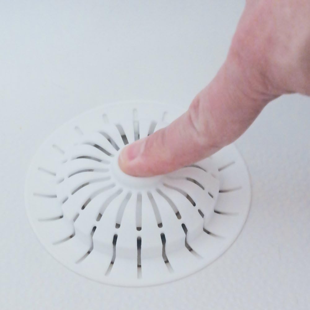 DANCO Universal Bathroom Bathtub Suction Cup Hair Catcher Strainer and Snare | Fits Lift & Turn, Push Button & Trip Lever Bathtub Drains | White (10771) - - 
