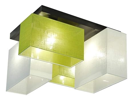 Deckenlampe - HausLeuchten JLS447WED - 4 Varianten, Deckenleuchte, Leuchte, Lampe, 4-flammig, Massivholz (HELLGRÜN / WEIß)