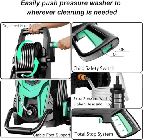 Pressure Washer, 4800 PSI 3.2 GPM Power Washer with 4 Quick Connect Nozzles/Foam Cannon, 23FT Inlet Hose & Filter, High Pressure Washer for Cars, Fences, Patio, Home, Blue