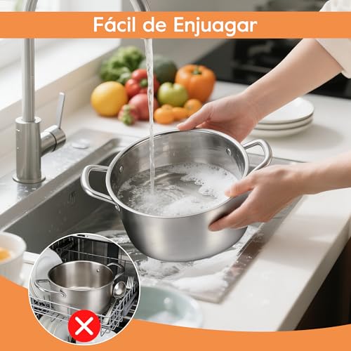 MEKOTRIN Cookware Set 8 Pieces 304 Stainless Steel, Induction Pots and Pans Set with Glass Lids, Multi-Layer Saucepans for All Kitchens, Easy Cleaning