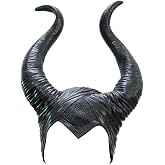 Uranshin Halloween Maleficent Horns for Maleficent Costume | Black Long Horns Queen Hat, Deluxe Magic Witch Headpiece Headdress for Women Adults